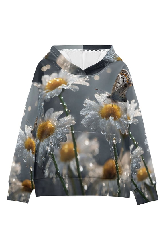 DIXRUYEE Youth Hoodie Pullover Sweatshirt Daisy Serenade Printed