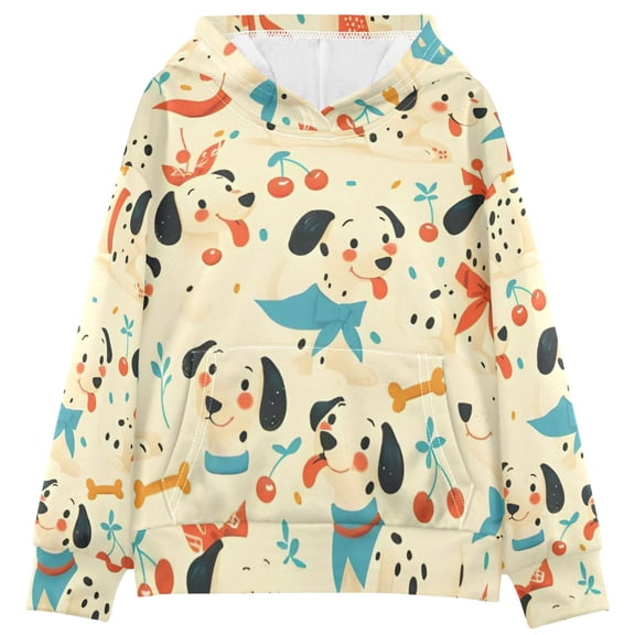 DIXRUYEE Youth Hoodie Pullover Sweatshirt Dalmatian Cherry Printed