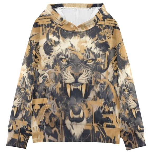 DIXRUYEE Youth Hoodie Pullover Sweatshirt Dark Ornate Printed