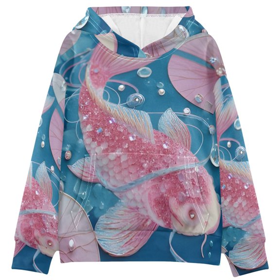 DIXRUYEE Youth Hoodie Pullover Sweatshirt Fish in Pond Printed