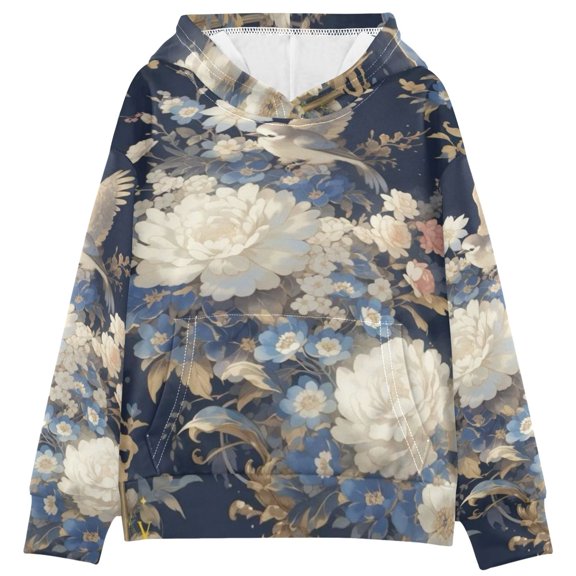 DIXRUYEE Youth Hoodie Pullover Sweatshirt Floraframe Printed