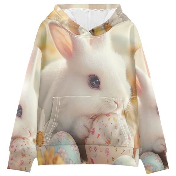 DIXRUYEE Youth Hoodie Pullover Sweatshirt Fluffy Bunny Delight Printed