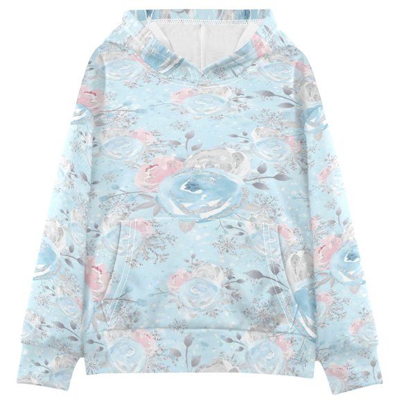 DIXRUYEE Youth Hoodie Pullover Sweatshirt Frosted Florals Printed