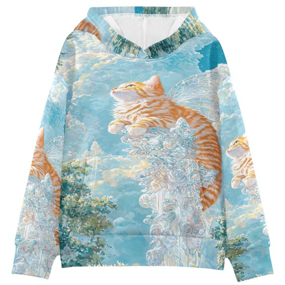 DIXRUYEE Youth Hoodie Pullover Sweatshirt Frostwood Tabby Winter Printed