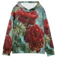 thumbnail image 1 of DIXRUYEE Youth Hoodie Pullover Sweatshirt Glittered Red Roses Printed, 1 of 9
