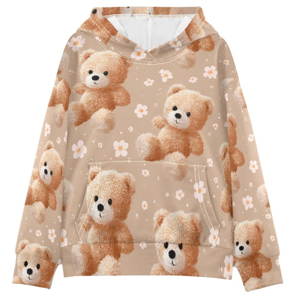 DIXRUYEE Youth Hoodie Pullover Sweatshirt Honey Bear Hugs Printed