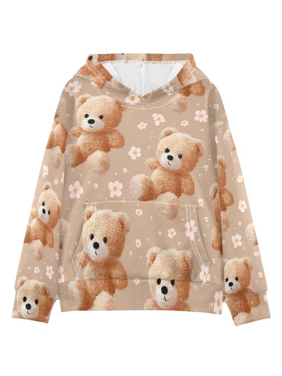 DIXRUYEE Youth Hoodie Pullover Sweatshirt Honey Bear Hugs Printed