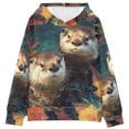 thumbnail image 1 of DIXRUYEE Youth Hoodie Pullover Sweatshirt Impressionist Otter Reverie Printed, 1 of 9