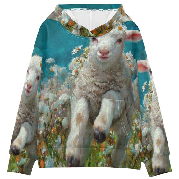 DIXRUYEE Youth Hoodie Pullover Sweatshirt Meadow Moonbeam Printed