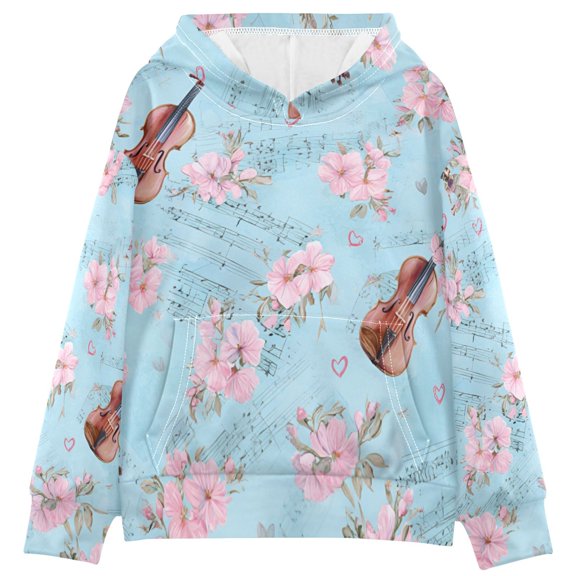 DIXRUYEE Youth Hoodie Pullover Sweatshirt Melodic Petal Serenade Printed