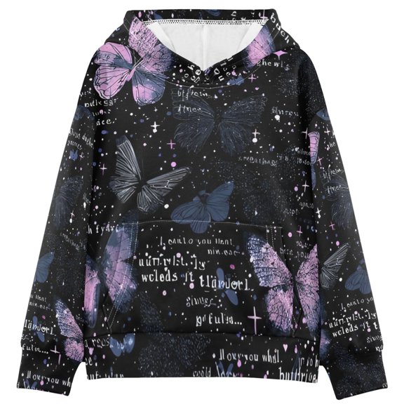 DIXRUYEE Youth Hoodie Pullover Sweatshirt Midnight Moths Printed