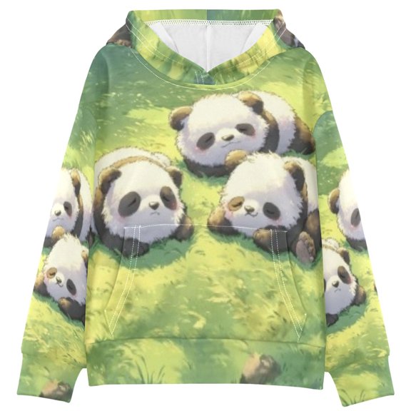 DIXRUYEE Youth Hoodie Pullover Sweatshirt Panda Meadow Nap Printed