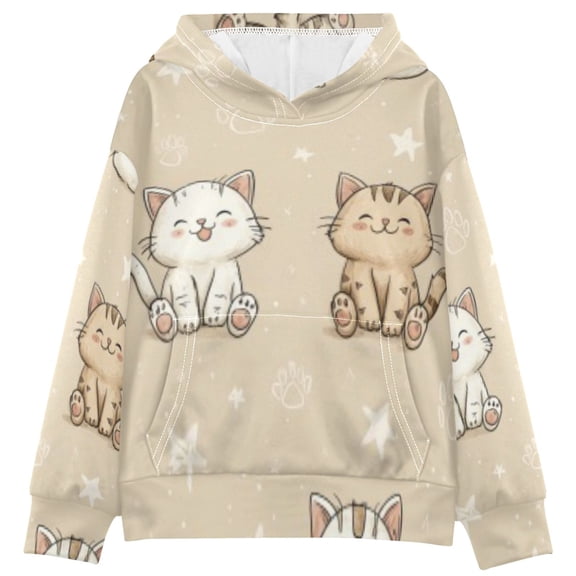 DIXRUYEE Youth Hoodie Pullover Sweatshirt Paw Kitten Printed