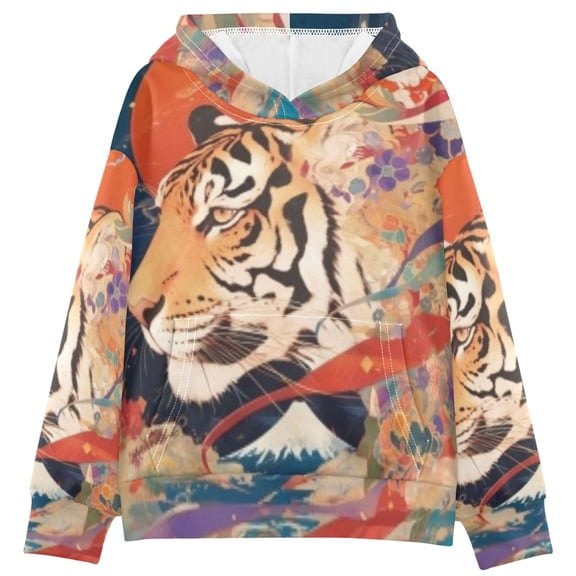 DIXRUYEE Youth Hoodie Pullover Sweatshirt Red Sun Hues Printed