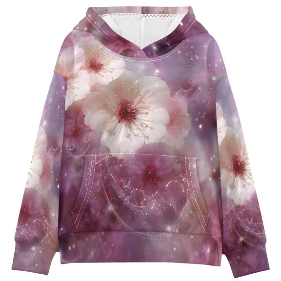 DIXRUYEE Youth Hoodie Pullover Sweatshirt Starlit Blossoms Printed