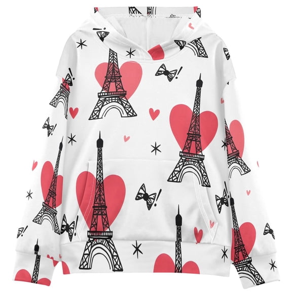 DIXRUYEE Youth Hoodie Pullover Sweatshirt Tower Bow Printed