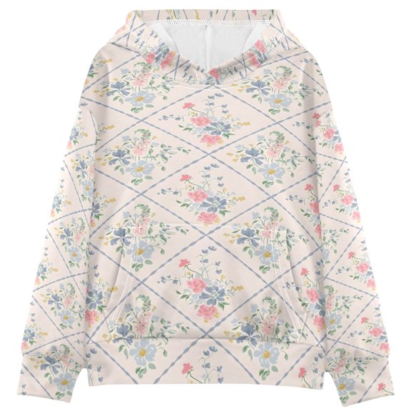 DIXRUYEE Youth Hoodie Pullover Sweatshirt Vintage Trellis Printed