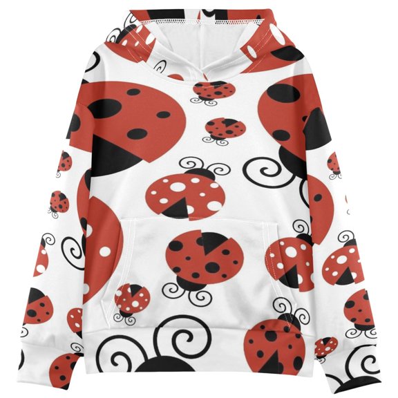 DIXRUYEE Youth Hoodie Pullover Sweatshirt Whimsical Ladybugs Carnival Printed