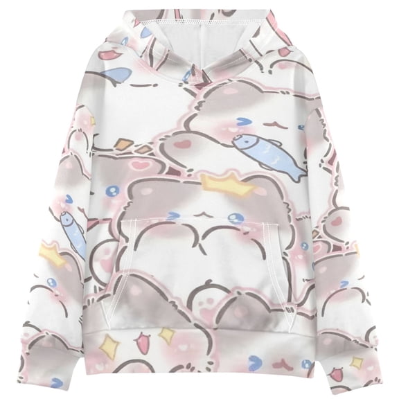 DIXRUYEE Youth Hoodie Pullover Sweatshirt Whisker Wonderland Printed