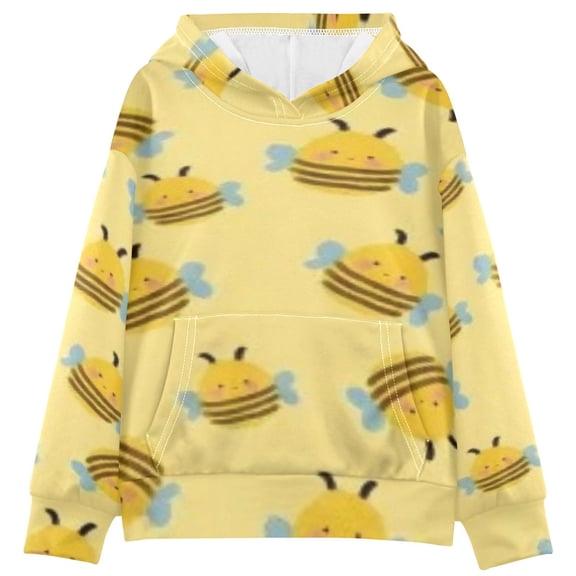 DIXRUYEE Youth Hoodie Pullover Sweatshirt Yellow Bee Printed