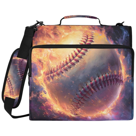 DIXRUYEE Zipper Binder File Keeper Documents Organized-Baseball Flames Of Pattern