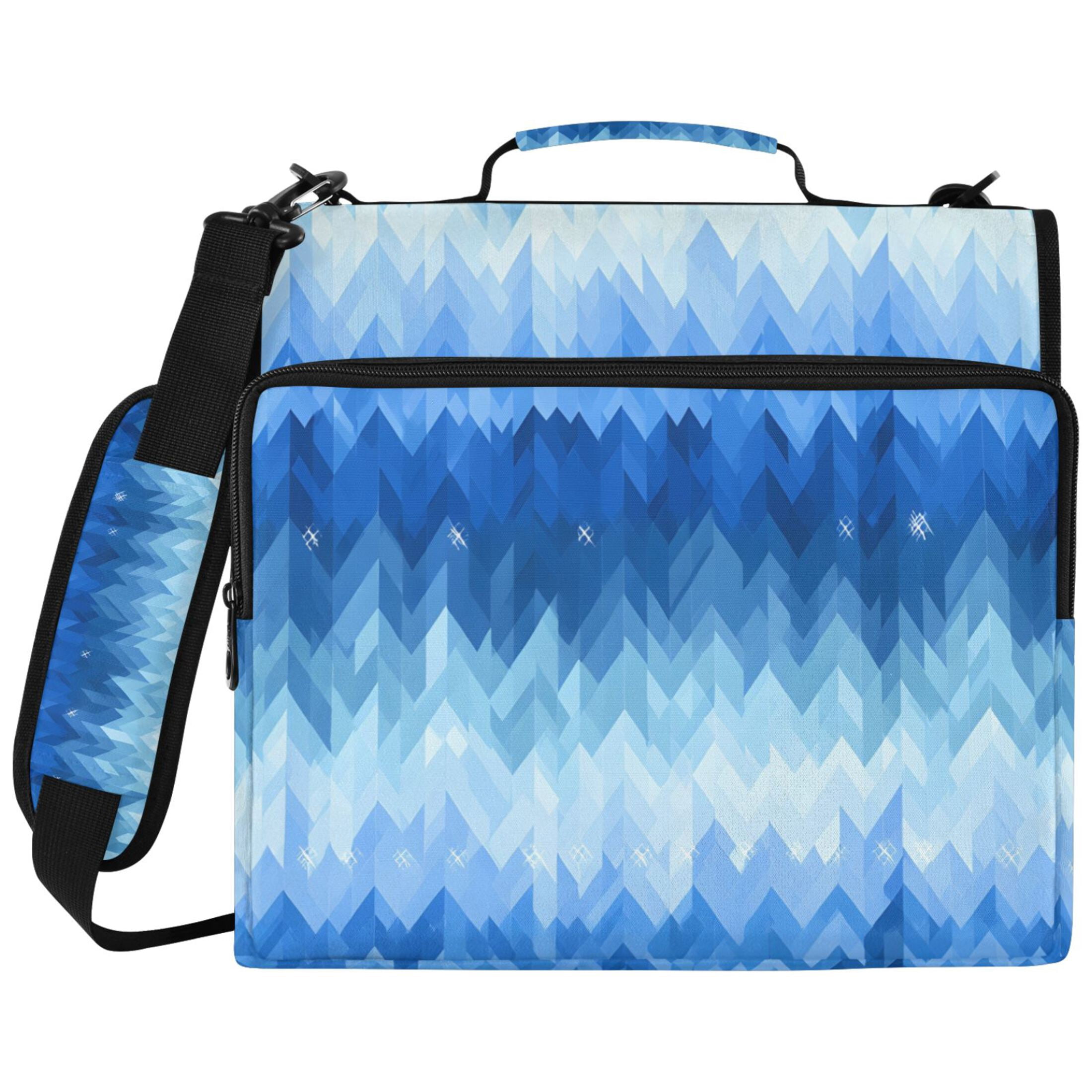 DIXRUYEE Zipper Binder File Keeper Documents Organized-Blue Gradient Stripes Of Pattern