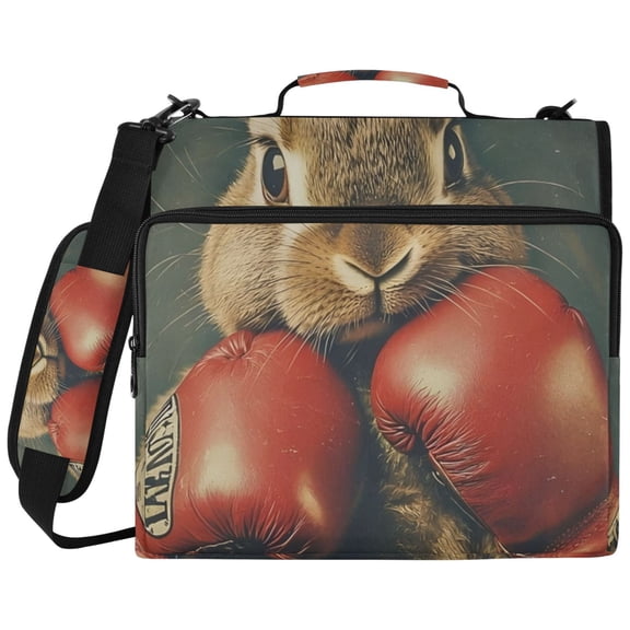 DIXRUYEE Zipper Binder File Keeper Documents Organized-Boxing Bunny Of Pattern