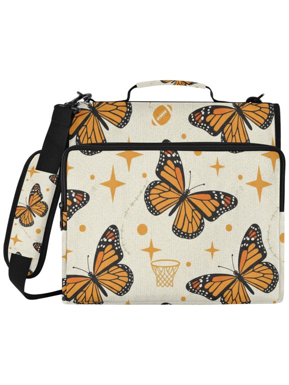 Zipper Binder File Keeper Documents Organized-Brown Monarch Butterflies Of Pattern