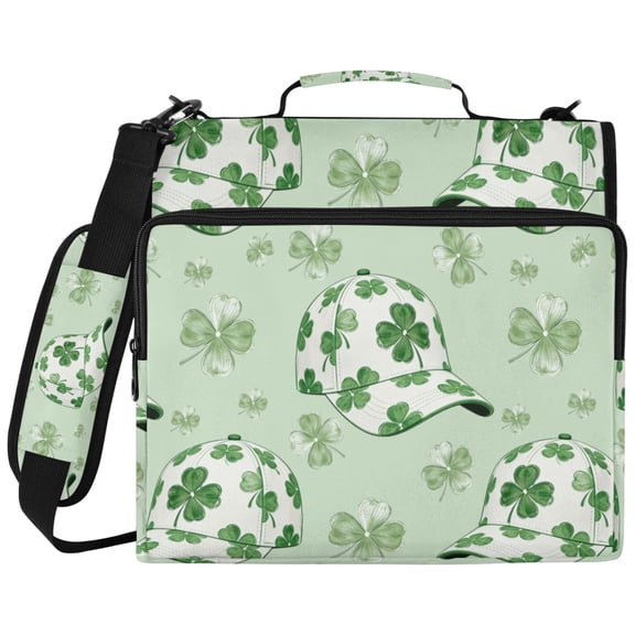 DIXRUYEE Zipper Binder File Keeper Documents Organized-Four Leaf Clover Cap Pattern Of Pattern