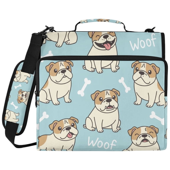 DIXRUYEE Zipper Binder File Keeper Documents Organized-Funny English Bulldogs Of Pattern
