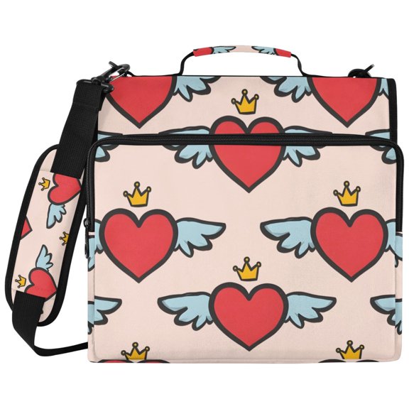 DIXRUYEE Zipper Binder File Keeper Documents Organized-Heart Wings Crown Pattern Of Pattern