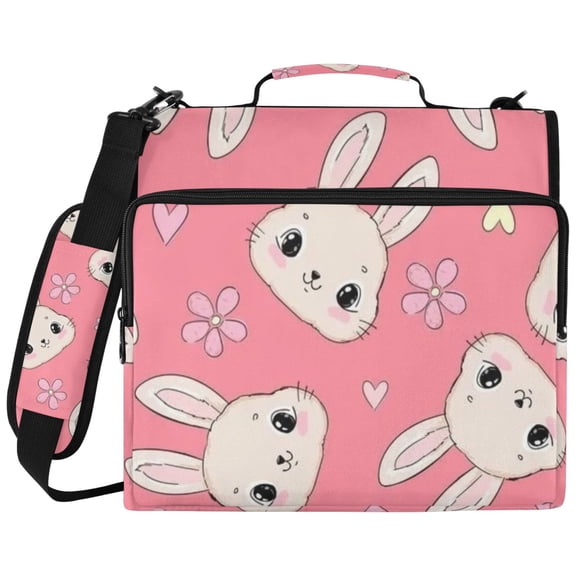 DIXRUYEE Zipper Binder File Keeper Documents Organized-Kawaii Bunny Pink Paradise Of Pattern
