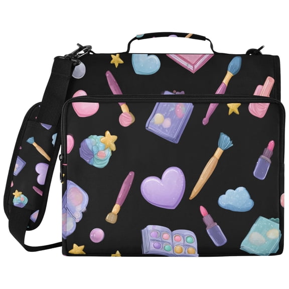 DIXRUYEE Zipper Binder File Keeper Documents Organized-Kawaii Style Makeup Pattern Of Pattern