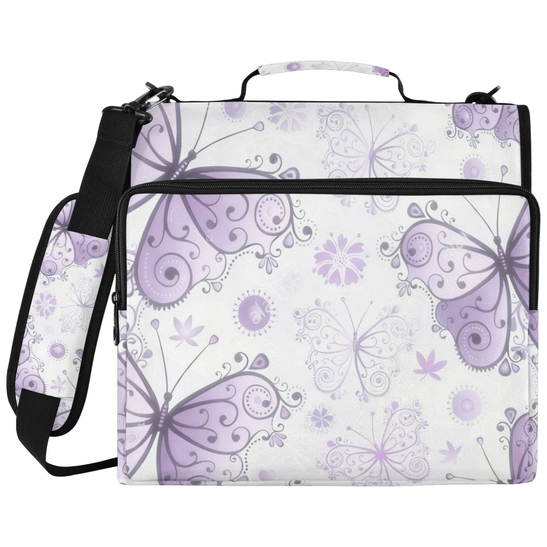 DIXRUYEE Zipper Binder File Keeper Documents Organized-Lavender Dream Butterfly Of Pattern