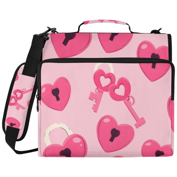 DIXRUYEE Zipper Binder File Keeper Documents Organized-Love Key Lock Of Pattern