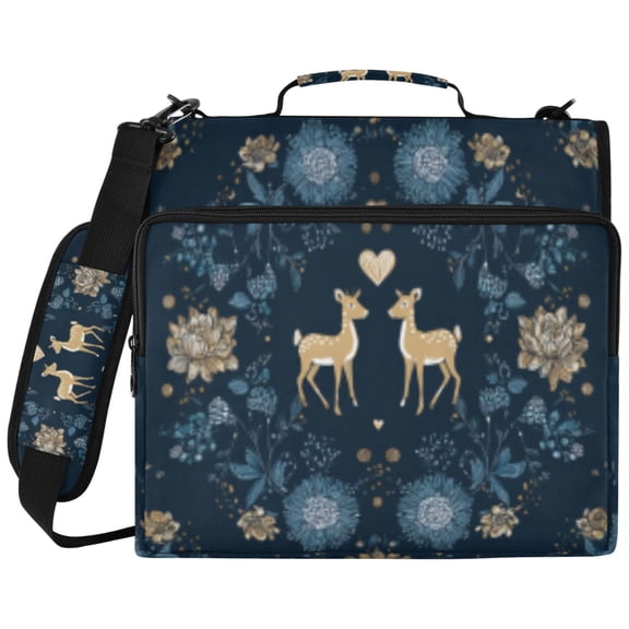 DIXRUYEE Zipper Binder File Keeper Documents Organized-Mini Deer Floral Night Of Pattern