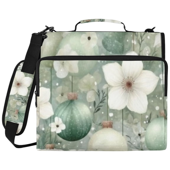 DIXRUYEE Zipper Binder File Keeper Documents Organized-Mint Bauble and Flower Of Pattern