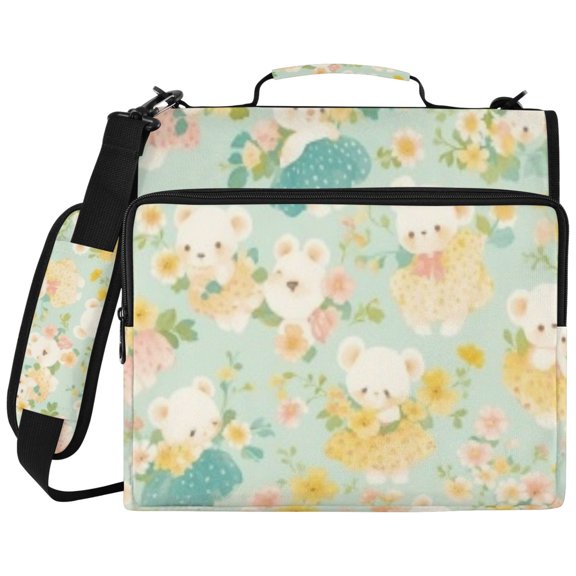 DIXRUYEE Zipper Binder File Keeper Documents Organized-Mint Bear Floral Of Pattern