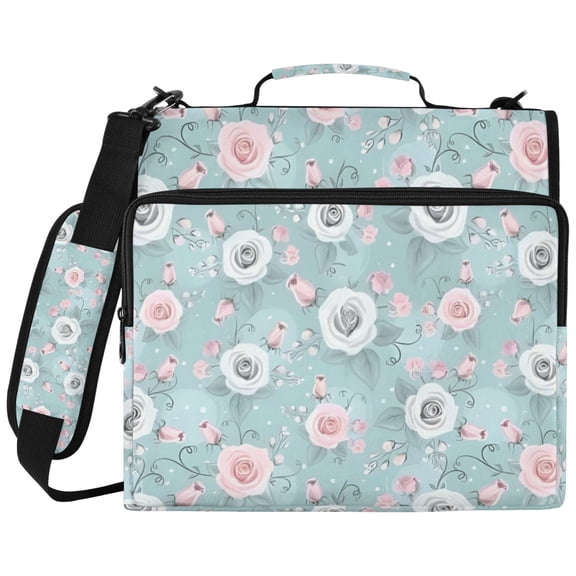 DIXRUYEE Zipper Binder File Keeper Documents Organized-Mint Garden Whimsy Of Pattern