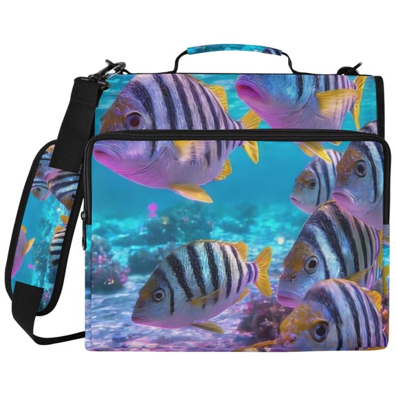 DIXRUYEE Zipper Binder File Keeper Documents Organized-Neon Reef Of Pattern