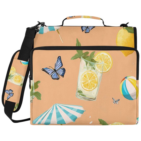 DIXRUYEE Zipper Binder File Keeper Documents Organized-Parasol Drink Pattern Of Pattern