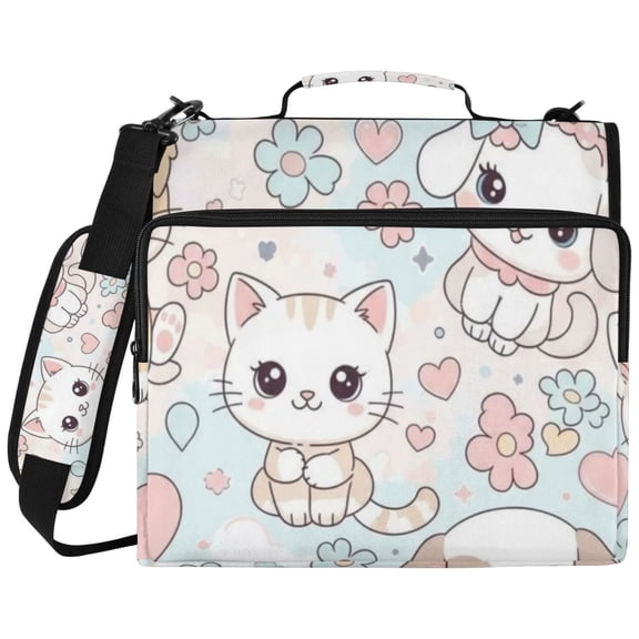 DIXRUYEE Zipper Binder File Keeper Documents Organized-Pastel Pet Party Of Pattern