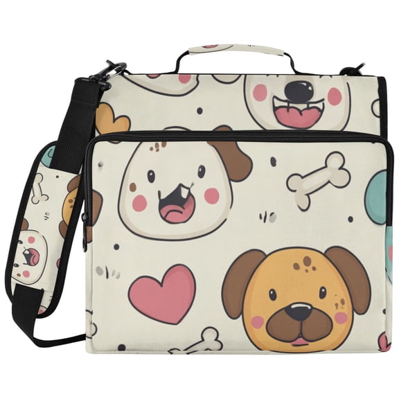 DIXRUYEE Zipper Binder File Keeper Documents Organized-Puppy Love Doodle Party Of Pattern