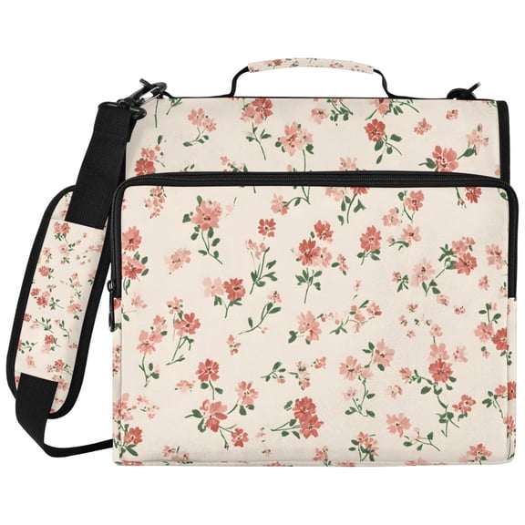 DIXRUYEE Zipper Binder File Keeper Documents Organized-Small Red Floral Of Pattern