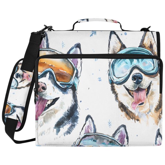 DIXRUYEE Zipper Binder File Keeper Documents Organized-Snow Goggle Husky Of Pattern
