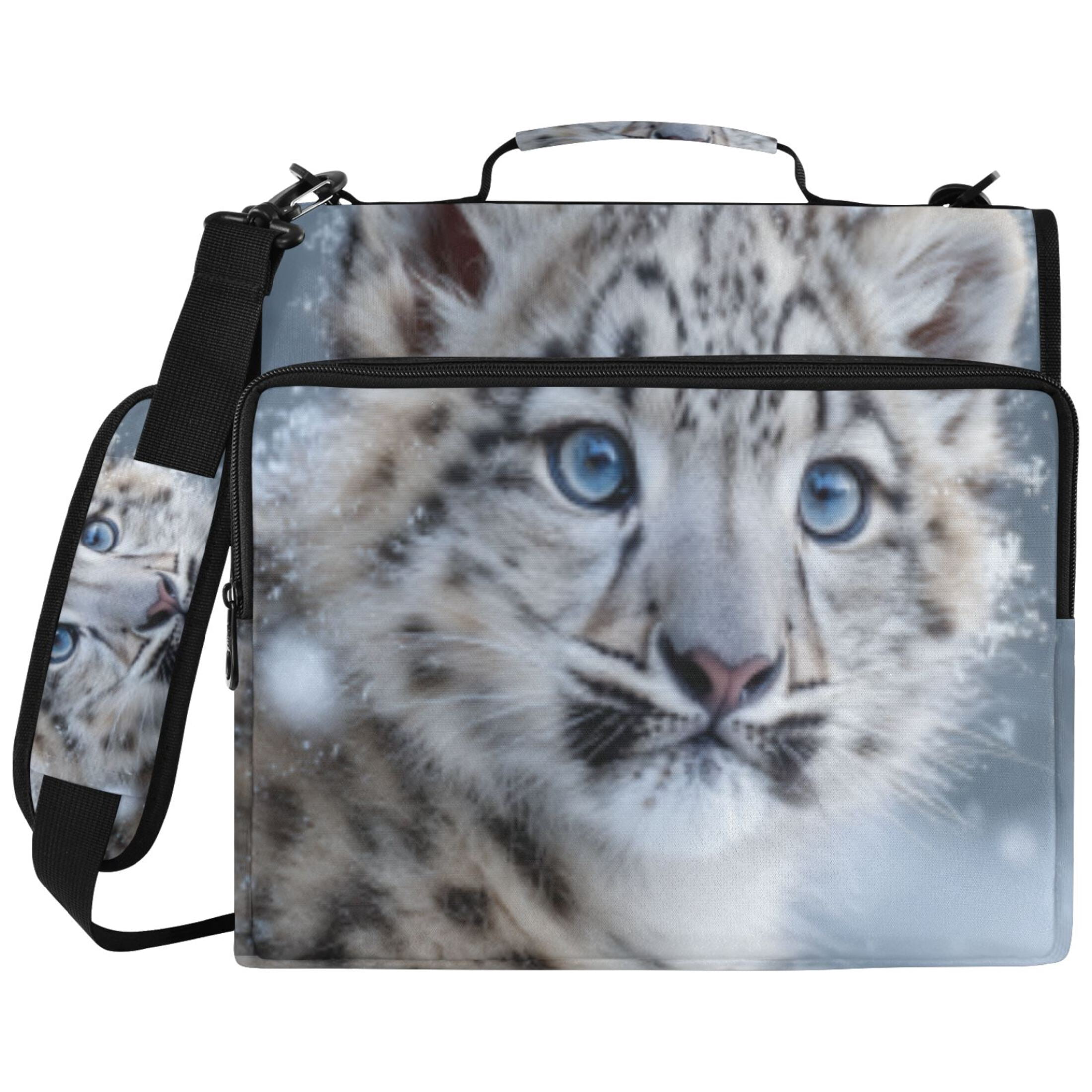 DIXRUYEE Zipper Binder File Keeper Documents Organized-Snowy Leopard Cub Focus Of Pattern