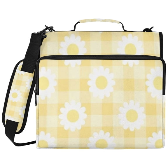 DIXRUYEE Zipper Binder File Keeper Documents Organized-Sunny Daisy Check Of Pattern