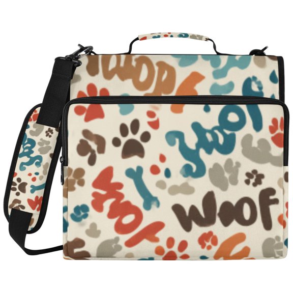 DIXRUYEE Zipper Binder File Keeper Documents Organized-Vibrant Woof Paw Party Of Pattern
