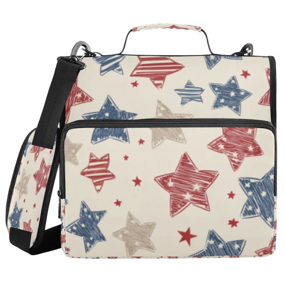 DIXRUYEE Zipper Binder trapper keeper Documents Organized Americana Star Retro Flair Printed