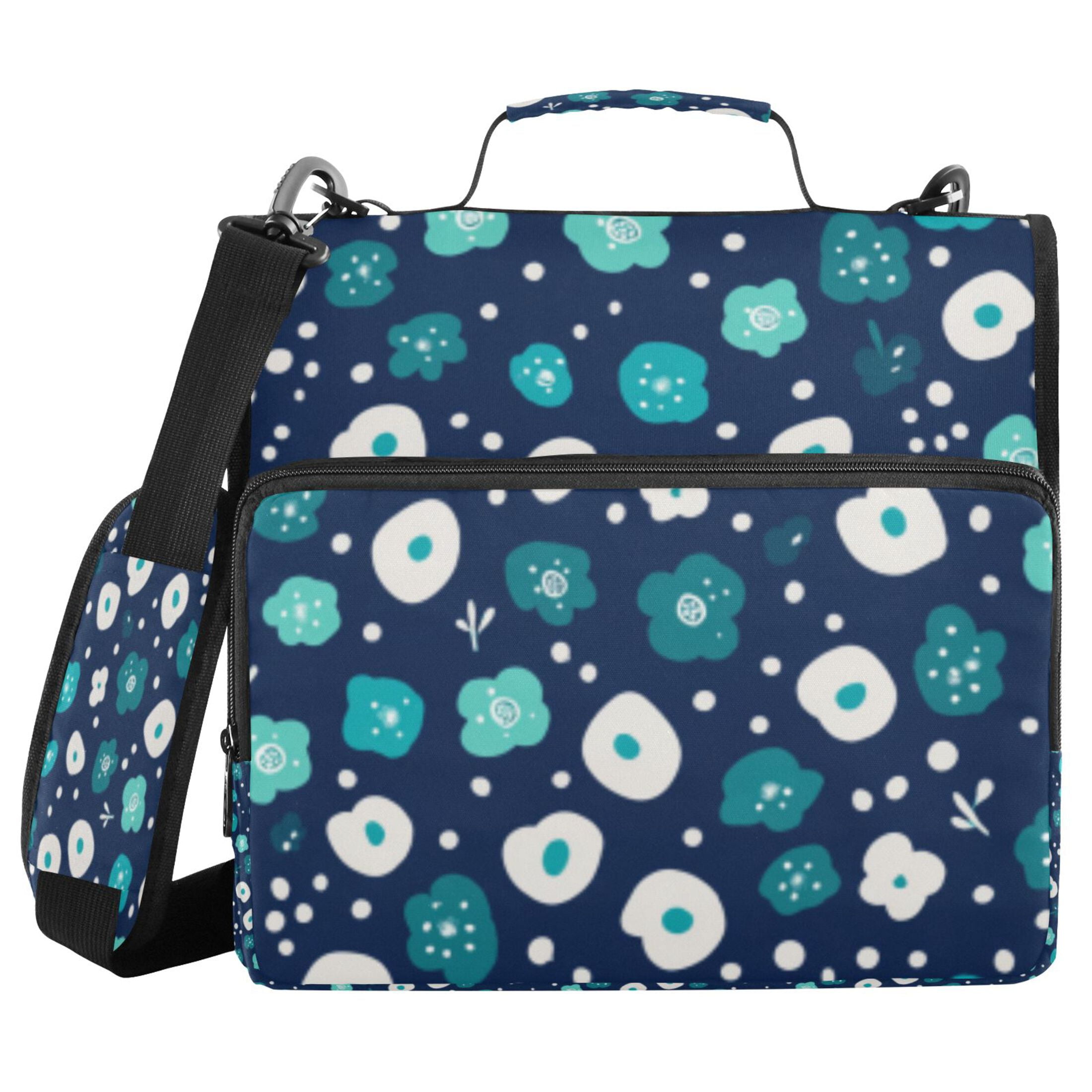 DIXRUYEE Zipper Binder trapper keeper Documents Organized Azure Floral Dot Mosaic Printed